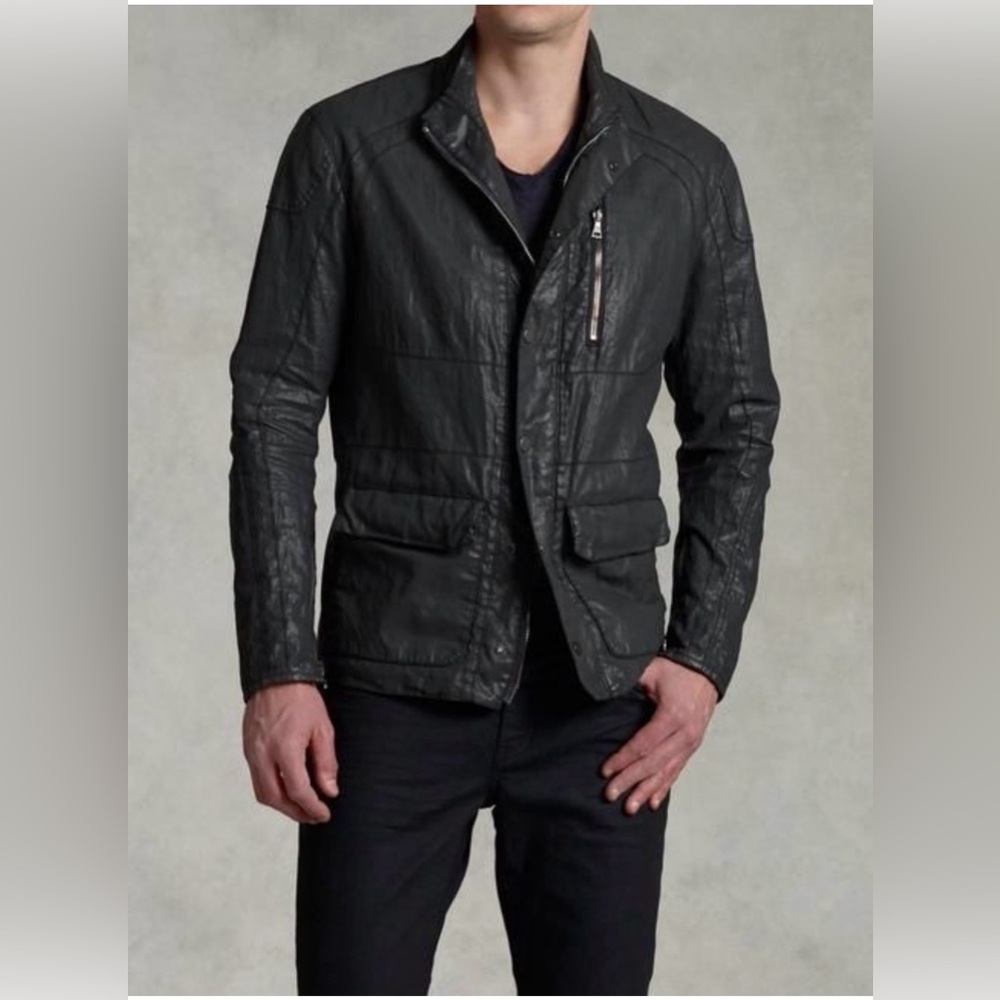 New John Varvatos Collection Zipped coated zip & snap motocross Jacket EU50 US40